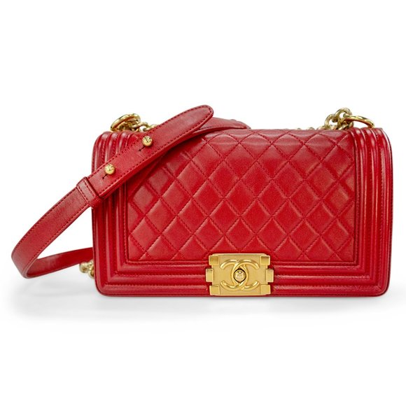 Chanel Boy Bag Red With Gold Hardware - Picture 1 of 10